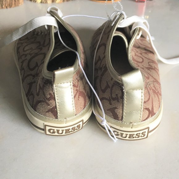 New! Guess Y2K brown & tan canvas signature sneakers (size 8) - Picture 4 of 6